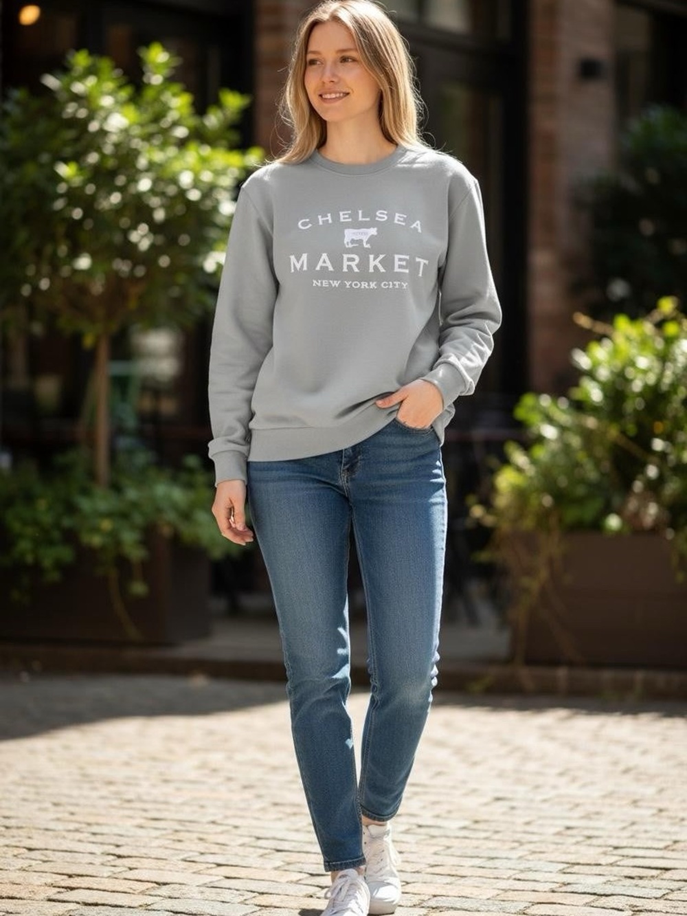 Chelsea Market  New  York prima cotton crewneck
